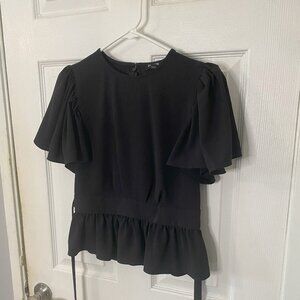 2/$40 - EXPRESS Black Peplum Blouse with Tie Back
